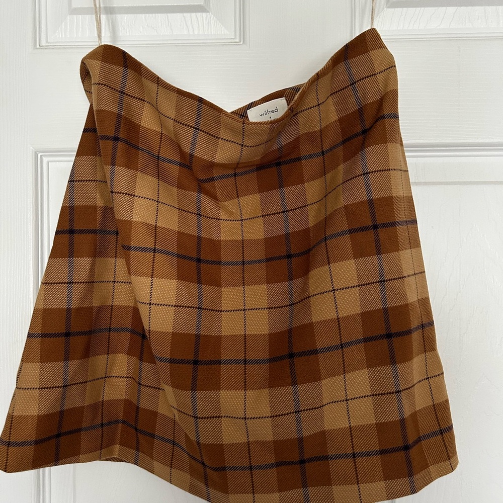 Wilfred plaid brown skirt zipper back